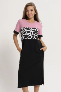 Платье женское "Деметра" 1306-7 кулирка (последний размер) пятна брусника 64