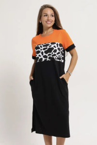 Платье женское "Деметра" 1306-8 кулирка (последний размер) пятна оранж 64