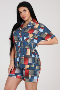 Костюм двойка женский "Леди" КК-653 кулирка (последний размер) джинсовые заплатки 52