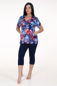 Бриджи женские БЖ-252 кулирка с лайкрой (последний размер) т.син. 60