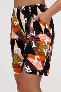 Шорты женские  ШК-236 кулирка (последний размер) буквы на оранжевых треугольниках 52
