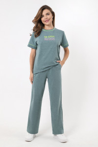 Костюм двойка женский "На удачу" кулирка меланж (последний размер) зеленый 44,46,48,52