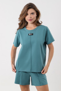 Костюм двойка женский "Стефани" кулирка с лайкрой (последний размер) бирюзовый 46