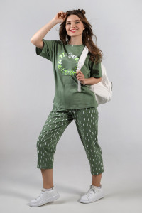 Костюм двойка женский "Степ-2" кулирка (последний размер) зеленый 52