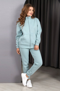 Костюм двойка женский "Релиз" футер 3-х нитка с начесом (последний размер) серо-зеленый 54