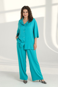 Костюм двойка женский "Лето" штапель (последний размер) бирюзовый 46