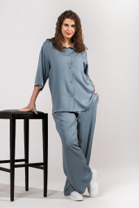 Костюм двойка женский "Лето" штапель (последний размер) серо-зеленый 50