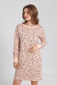 Сорочка женская "Россыпь-1" футер 2-х нитка с начесом (последний размер) персиковый 44