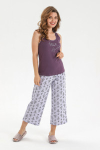 Пижама женская "Клише-2" кулирка (последний размер) баклажановый 48