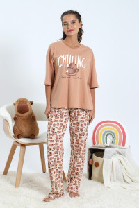 Пижама женская "Капи-3" кулирка (последний размер) песочный 46