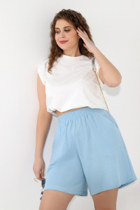 Шорты женские "Виола-2" муслин (последний размер) голубой 48