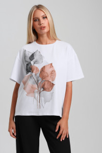 Футболка женская "Июль-2" кулирка с лайкрой (последний размер) белый 50,52