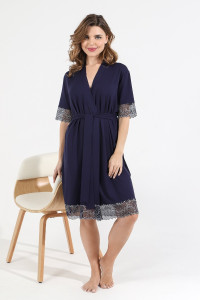 Халат женский "Лунария-3" вискоза (последний размер) синий 44,54