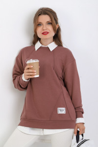 Джемпер женский "Паллада" футер 3-х нитка петля (последний размер) капучино 54