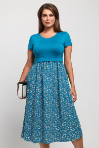 Платье женское "Кассандра-2" вискоза+штапель (последний размер) бирюзовый 48,50,54,56,58