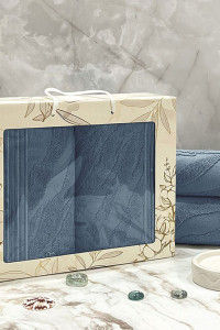 Набор махровых полотенец "Сафари" 08-191 темно-голубой 50х90 см (2 шт.)