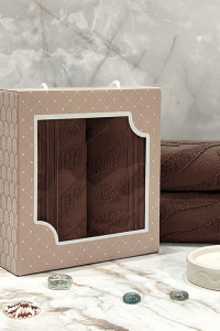 Набор махровых полотенец "Сафари" 03-107 коричневый 30х70 см (2 шт.)