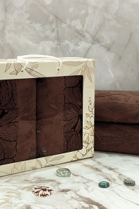 Набор махровых полотенец "Фиалка" 03-107 коричневый 50х90 см (2 шт.)