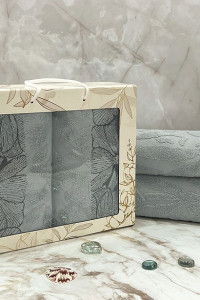 Набор махровых полотенец "Фиалка" 08-179 серый 50х90 см (2 шт.)