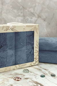 Набор махровых полотенец "Фиалка" 08-191 темно-голубой 50х90 см (2 шт.)