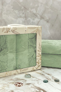 Набор махровых полотенец "Фиалка" 08-193 светло-зеленый 50х90 см (2 шт.)