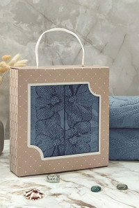 Набор махровых полотенец "Фиалка" 08-191 темно-голубой 30х70 см (2 шт.)