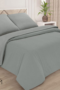 Пододеяльник классический поплин однотонный серый