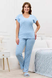 Пижама женская "Мэри-2" кашкорсе (р-ры: 48-58) голубой