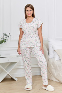 Пижама женская "Мэри-2" кашкорсе (р-ры: 48-58) молочный