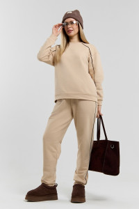 Костюм двойка женский "Форс" футер 3-х нитка диагональ (р-ры: 44-54) бежевый