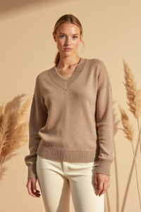 Джемпер женский "Моника" вязаное полотно (р-ры: 44-62) коричневый