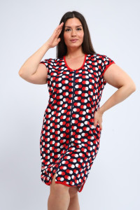 Халат женский Х-00377 кулирка (р-ры: 46-60) темно-синий-красный