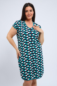 Халат женский Х-00377 кулирка (р-ры: 46-60) темно-синий-изумрудный