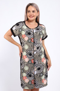 Халат женский Х-00377 кулирка (р-ры: 46-60) серый-зеленый