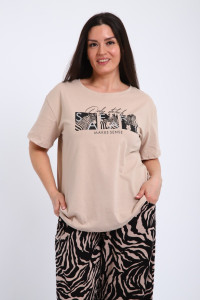 Футболка женская Ф-00711 кулирка (р-ры: 42-60) пудровый