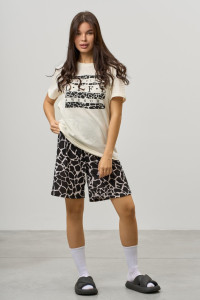 Костюм двойка женский КД-00453 кулирка (р-ры: 42-60) черный-кремовый