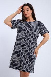 Платье женское П-00464 кулирка (р-ры: 42-60) синий-белый