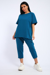 Костюм двойка женский КД-00442 кулирка-футер (р-ры: 48-62) бирюзовый