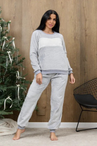 Пижама женская "Ариэль-4" 1292-5 велсофт (р-ры: 42-56) серый лапки