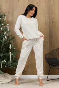 Пижама женская "Ариэль-4" 1292-4 велсофт (р-ры: 42-56) молочный лапки