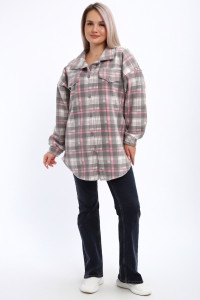 Туника женская 885 флис (р-ры: 48-58) серо-розовый