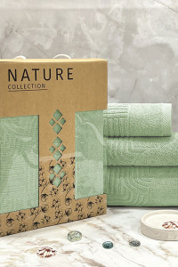 Набор махровых полотенец "Оскар" 08-193 светло-зеленый в подарочной коробке