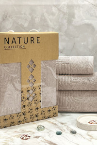 Набор махровых полотенец "Оскар" 08-176 темно-бежевый в подарочной коробке