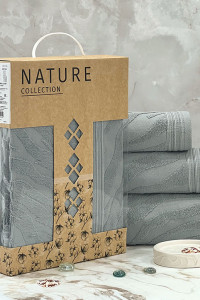 Набор махровых полотенец " Сафари" 08-179 серый в подарочной коробке