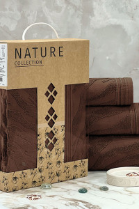 Набор махровых полотенец "Сафари" 03-107 коричневый в подарочной коробке