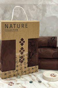 Набор махровых полотенец "Фиалка" 03-107 коричневый в подарочной коробке