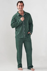 Пижама мужская "Лён" 2417-К кулирка (р-ры: 48-58) зеленый