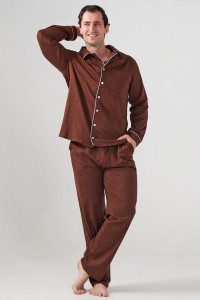 Пижама мужская "Лён" 2417-К кулирка (р-ры: 48-58) коричневый