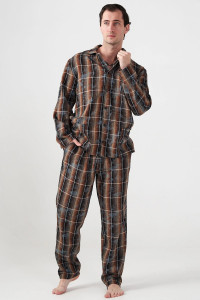 Пижама мужская "Добрый вечер" 2162-Ф фланель (р-ры: 48-58) коричневый