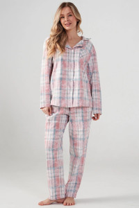 Пижама женская "Добрый вечер" 2163-Ф фланель (р-ры: 42-52) розово-голубой